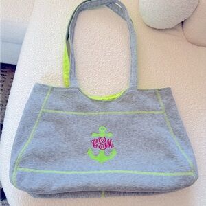 Gray and Green Anchor Tote Bag
